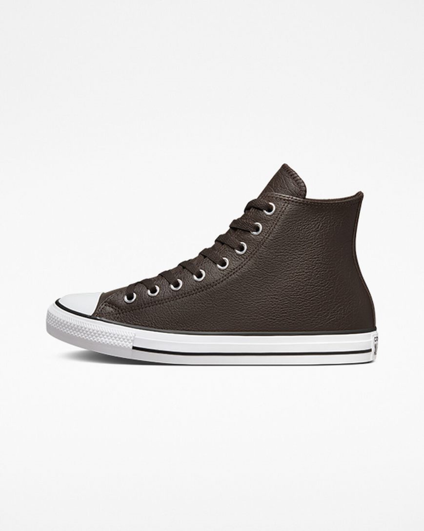 Zapatillas Altas Converse Chuck Taylor All Star Tumbled Cuero Mujer Marrones Blancas Negras | PE P4EL7W